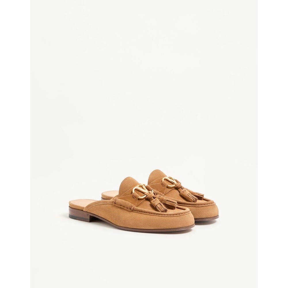 Valentino Garavani VLogo Signature Suede Tassel Mule Loafers - Dusty EU 40 US 10